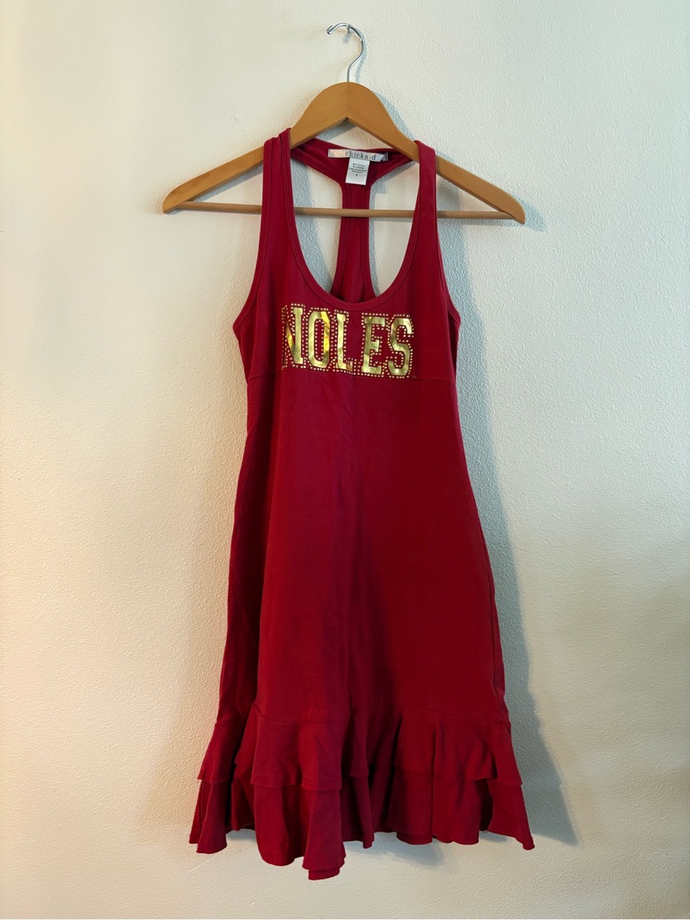 FSU Seminoles Sleeveless Ruffled Hem Dress with Studded 'Noles' Logo
